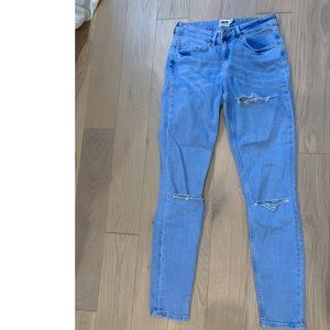 ASOS high rise blue ripped jeans